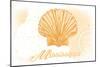 Mississippi - Scallop Shell - Yellow - Coastal Icon-Lantern Press-Mounted Art Print
