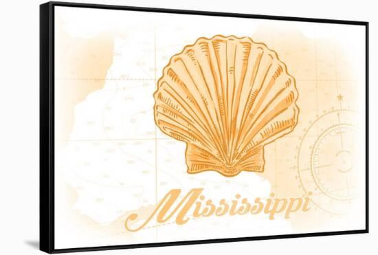 Mississippi - Scallop Shell - Yellow - Coastal Icon-Lantern Press-Framed Stretched Canvas