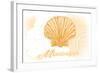 Mississippi - Scallop Shell - Yellow - Coastal Icon-Lantern Press-Framed Art Print