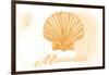 Mississippi - Scallop Shell - Yellow - Coastal Icon-Lantern Press-Framed Art Print