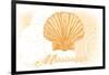 Mississippi - Scallop Shell - Yellow - Coastal Icon-Lantern Press-Framed Art Print