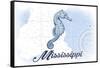 Mississippi - Seahorse - Blue - Coastal Icon-Lantern Press-Framed Stretched Canvas