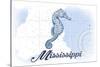 Mississippi - Seahorse - Blue - Coastal Icon-Lantern Press-Stretched Canvas