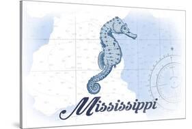 Mississippi - Seahorse - Blue - Coastal Icon-Lantern Press-Stretched Canvas