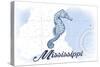 Mississippi - Seahorse - Blue - Coastal Icon-Lantern Press-Stretched Canvas