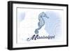 Mississippi - Seahorse - Blue - Coastal Icon-Lantern Press-Framed Art Print