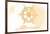 Mississippi - Ship Wheel - Yellow - Coastal Icon-Lantern Press-Framed Art Print