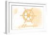 Mississippi - Ship Wheel - Yellow - Coastal Icon-Lantern Press-Framed Art Print