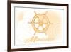 Mississippi - Ship Wheel - Yellow - Coastal Icon-Lantern Press-Framed Art Print