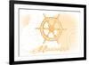 Mississippi - Ship Wheel - Yellow - Coastal Icon-Lantern Press-Framed Art Print