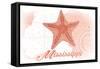 Mississippi - Starfish - Coral - Coastal Icon-Lantern Press-Framed Stretched Canvas