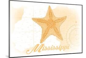 Mississippi - Starfish - Yellow - Coastal Icon-Lantern Press-Mounted Art Print