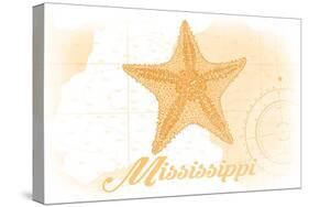 Mississippi - Starfish - Yellow - Coastal Icon-Lantern Press-Stretched Canvas