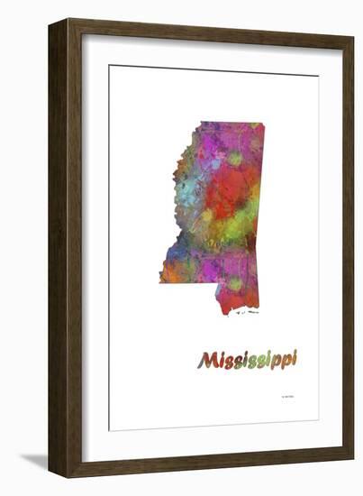 Mississippi State Map 1-Marlene Watson-Framed Giclee Print