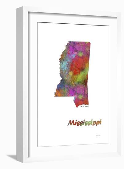 Mississippi State Map 1-Marlene Watson-Framed Giclee Print