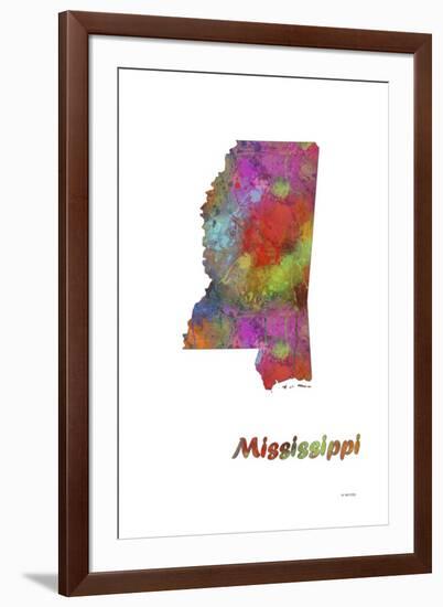 Mississippi State Map 1-Marlene Watson-Framed Giclee Print