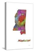 Mississippi State Map 1-Marlene Watson-Stretched Canvas