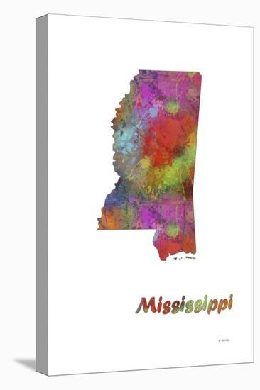 Mississippi State Map 1-Marlene Watson-Stretched Canvas