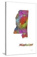 Mississippi State Map 1-Marlene Watson-Stretched Canvas