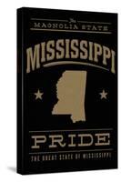 Mississippi State Pride - Gold on Black-Lantern Press-Stretched Canvas