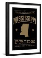 Mississippi State Pride - Gold on Black-Lantern Press-Framed Art Print