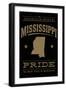 Mississippi State Pride - Gold on Black-Lantern Press-Framed Art Print