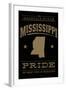 Mississippi State Pride - Gold on Black-Lantern Press-Framed Art Print