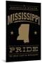 Mississippi State Pride - Gold on Black-Lantern Press-Mounted Art Print