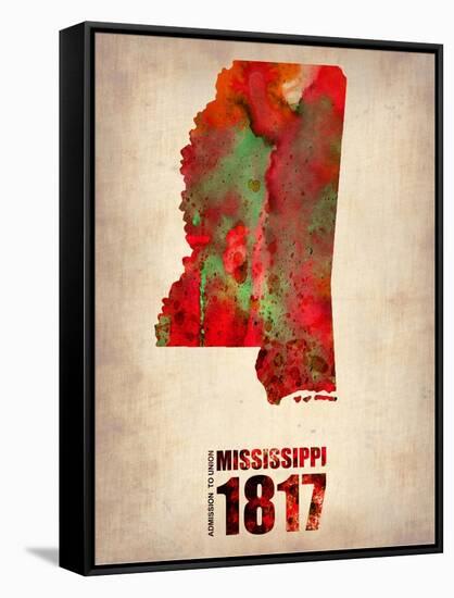 Mississippi Watercolor Map-NaxArt-Framed Stretched Canvas