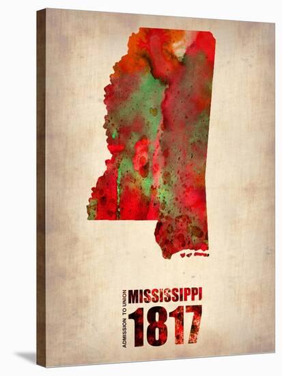 Mississippi Watercolor Map-NaxArt-Stretched Canvas