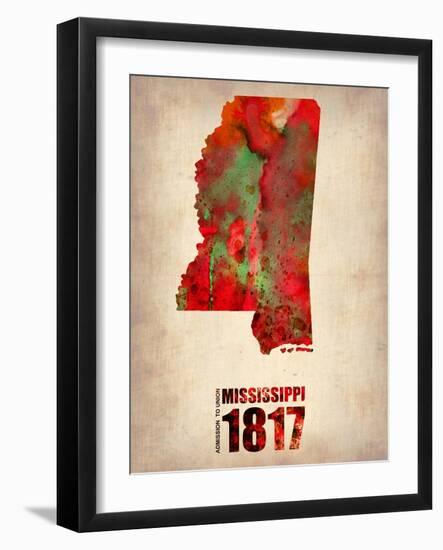 Mississippi Watercolor Map-NaxArt-Framed Art Print
