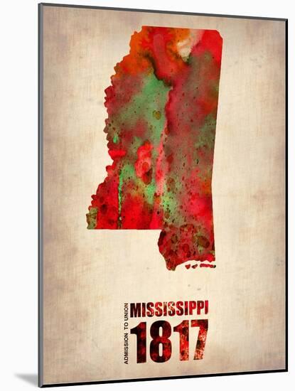 Mississippi Watercolor Map-NaxArt-Mounted Art Print