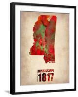 Mississippi Watercolor Map-NaxArt-Framed Art Print