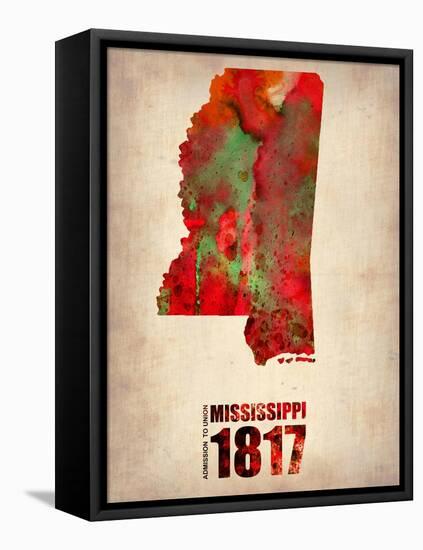 Mississippi Watercolor Map-NaxArt-Framed Stretched Canvas