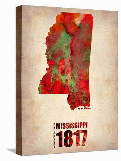 Mississippi Watercolor Map-NaxArt-Stretched Canvas