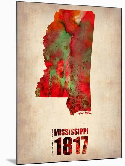 Mississippi Watercolor Map-NaxArt-Mounted Art Print