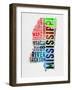 Mississippi Watercolor Word Cloud-NaxArt-Framed Art Print