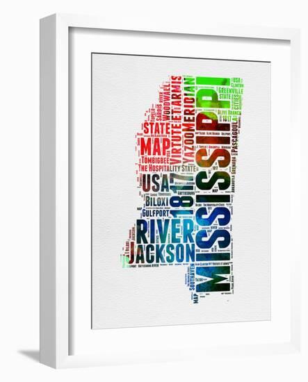 Mississippi Watercolor Word Cloud-NaxArt-Framed Art Print