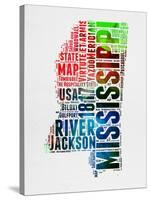 Mississippi Watercolor Word Cloud-NaxArt-Stretched Canvas