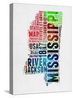 Mississippi Watercolor Word Cloud-NaxArt-Stretched Canvas