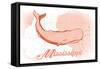 Mississippi - Whale - Coral - Coastal Icon-Lantern Press-Framed Stretched Canvas