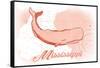 Mississippi - Whale - Coral - Coastal Icon-Lantern Press-Framed Stretched Canvas