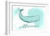 Mississippi - Whale - Teal - Coastal Icon-Lantern Press-Framed Art Print