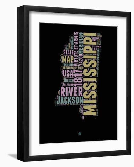 Mississippi Word Cloud 1-NaxArt-Framed Art Print