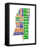 Mississippi Word Cloud Map-NaxArt-Framed Stretched Canvas