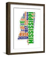 Mississippi Word Cloud Map-NaxArt-Framed Art Print