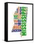 Mississippi Word Cloud Map-NaxArt-Framed Stretched Canvas