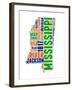 Mississippi Word Cloud Map-NaxArt-Framed Art Print