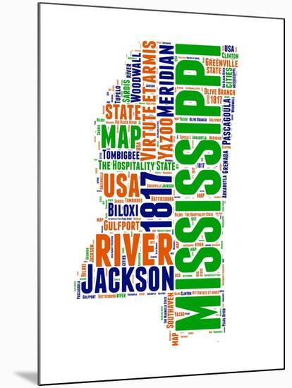 Mississippi Word Cloud Map-NaxArt-Mounted Art Print