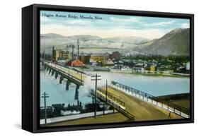 Missoula, Montana, Aerial View of the Higgins Avenue Bridge-Lantern Press-Framed Stretched Canvas